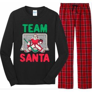 Funny Christmas Santa Ice Hockey Goaltender Goalie Gift Long Sleeve Pajama Set