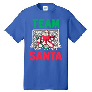 Funny Christmas Santa Ice Hockey Goaltender Goalie Gift Tall T-Shirt