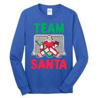 Funny Christmas Santa Ice Hockey Goaltender Goalie Gift Tall Long Sleeve T-Shirt