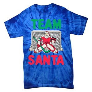 Funny Christmas Santa Ice Hockey Goaltender Goalie Gift Tie-Dye T-Shirt