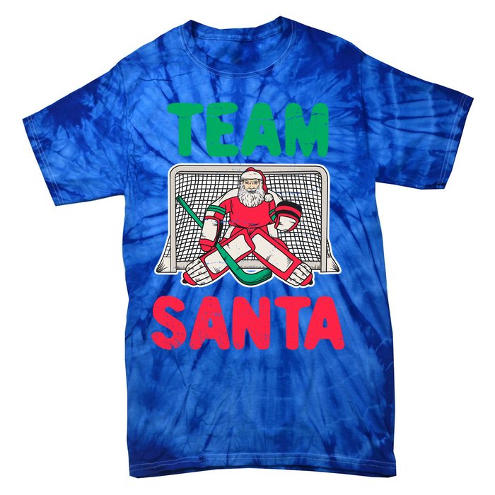 Funny Christmas Santa Ice Hockey Goaltender Goalie Gift Tie-Dye T-Shirt