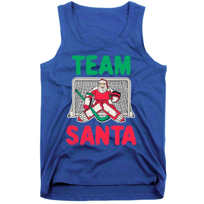 Funny Christmas Santa Ice Hockey Goaltender Goalie Gift Tank Top