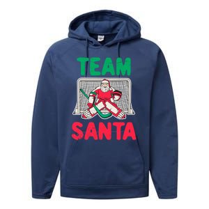 Funny Christmas Santa Ice Hockey Goaltender Goalie Gift Performance Fleece Hoodie