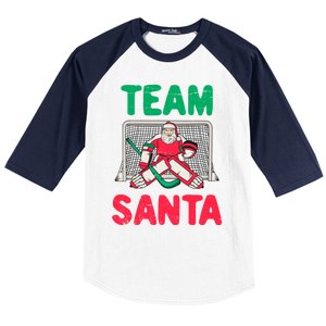 Funny Christmas Santa Ice Hockey Goaltender Goalie Gift Baseball Sleeve Shirt