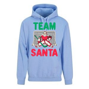 Funny Christmas Santa Ice Hockey Goaltender Goalie Gift Unisex Surf Hoodie