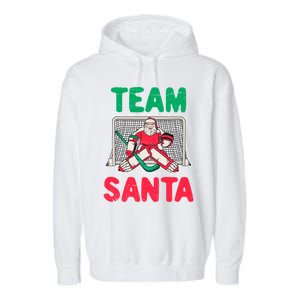 Funny Christmas Santa Ice Hockey Goaltender Goalie Gift Garment-Dyed Fleece Hoodie