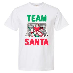 Funny Christmas Santa Ice Hockey Goaltender Goalie Gift Garment-Dyed Heavyweight T-Shirt