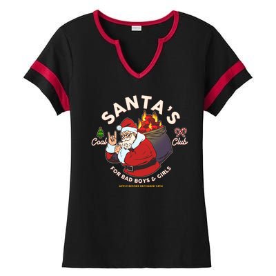 Funny Christmas Santa's Coal Club For Bad Boys And Girls Ladies Halftime Notch Neck Tee