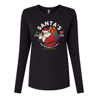 Funny Christmas Santa's Coal Club For Bad Boys And Girls Womens Cotton Relaxed Long Sleeve T-Shirt