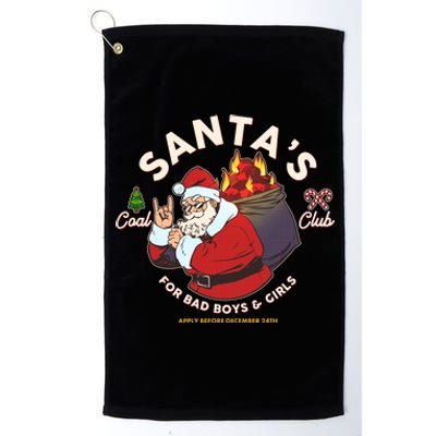 Funny Christmas Santa's Coal Club For Bad Boys And Girls Platinum Collection Golf Towel