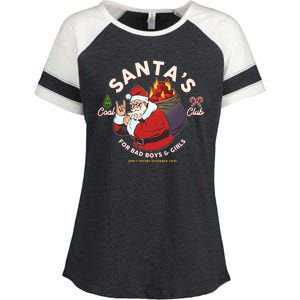 Funny Christmas Santa's Coal Club For Bad Boys And Girls Enza Ladies Jersey Colorblock Tee