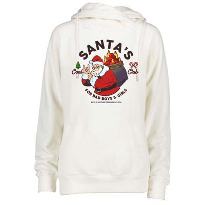 Funny Christmas Santa's Coal Club For Bad Boys And Girls Womens Funnel Neck Pullover Hood