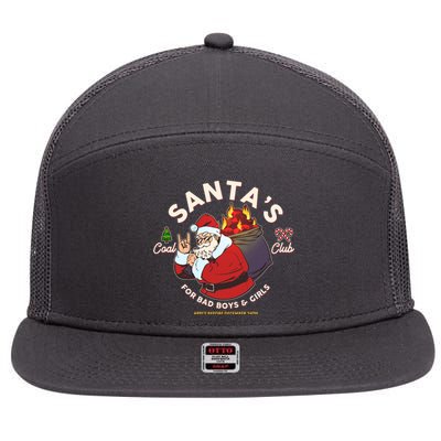 Funny Christmas Santa's Coal Club For Bad Boys And Girls 7 Panel Mesh Trucker Snapback Hat