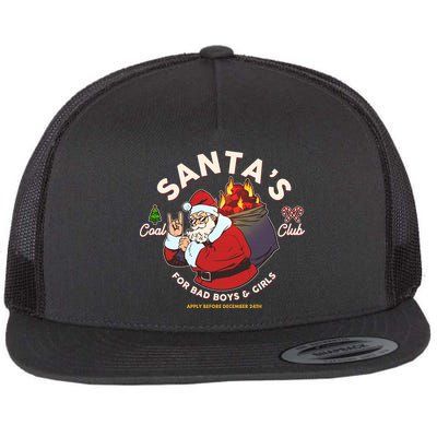 Funny Christmas Santa's Coal Club For Bad Boys And Girls Flatbill Hat
