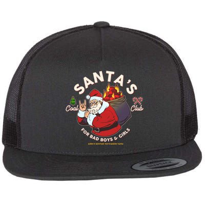 Funny Christmas Santa's Coal Club For Bad Boys And Girls Flat Bill Trucker Hat