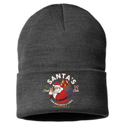 Funny Christmas Santa's Coal Club For Bad Boys And Girls Sustainable Knit Beanie