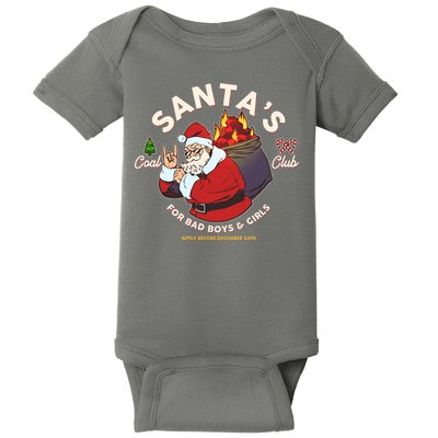 Funny Christmas Santa's Coal Club For Bad Boys And Girls Baby Bodysuit