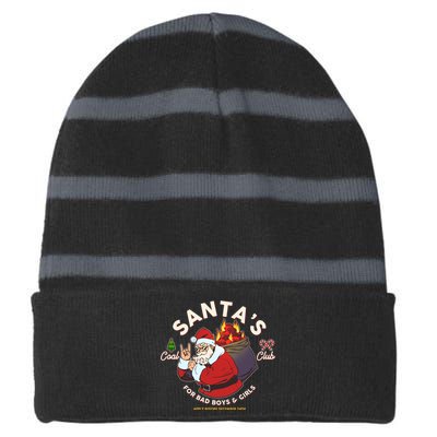 Funny Christmas Santa's Coal Club For Bad Boys And Girls Striped Beanie with Solid Band