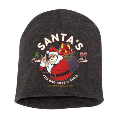 Funny Christmas Santa's Coal Club For Bad Boys And Girls Short Acrylic Beanie