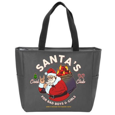 Funny Christmas Santa's Coal Club For Bad Boys And Girls Zip Tote Bag