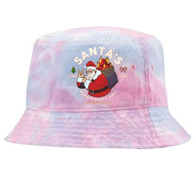 Funny Christmas Santa's Coal Club For Bad Boys And Girls Tie-Dyed Bucket Hat