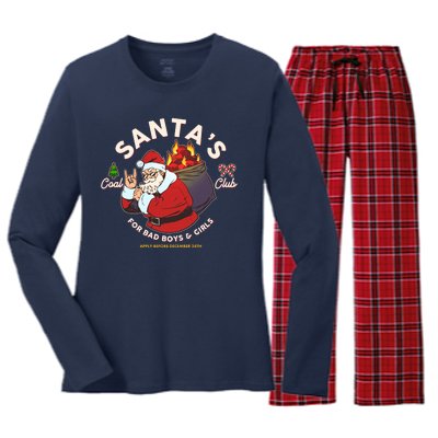 Funny Christmas Santa's Coal Club For Bad Boys And Girls Women's Long Sleeve Flannel Pajama Set 