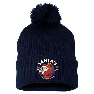 Funny Christmas Santa's Coal Club For Bad Boys And Girls Pom Pom 12in Knit Beanie