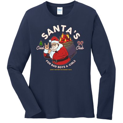 Funny Christmas Santa's Coal Club For Bad Boys And Girls Ladies Long Sleeve Shirt