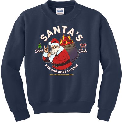 Funny Christmas Santa's Coal Club For Bad Boys And Girls Kids Sweatshirt