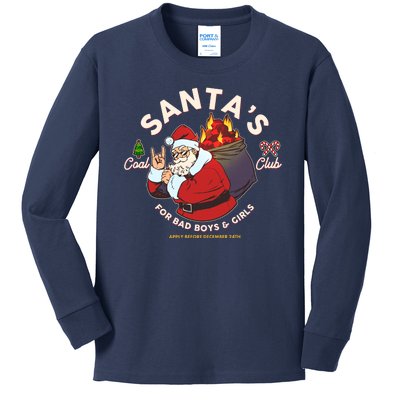 Funny Christmas Santa's Coal Club For Bad Boys And Girls Kids Long Sleeve Shirt