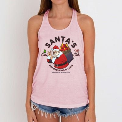 Funny Christmas Santa's Coal Club For Bad Boys And Girls Women's Knotted Racerback Tank