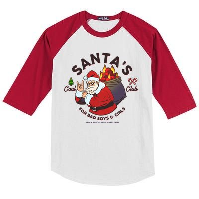 Funny Christmas Santa's Coal Club For Bad Boys And Girls Kids Colorblock Raglan Jersey