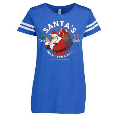 Funny Christmas Santa's Coal Club For Bad Boys And Girls Enza Ladies Jersey Football T-Shirt