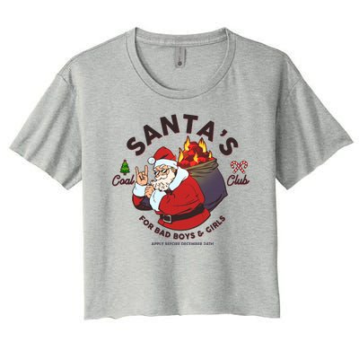 Funny Christmas Santa's Coal Club For Bad Boys And Girls Women's Crop Top Tee