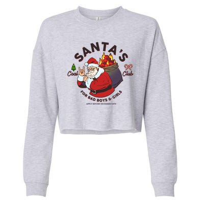 Funny Christmas Santa's Coal Club For Bad Boys And Girls Cropped Pullover Crew