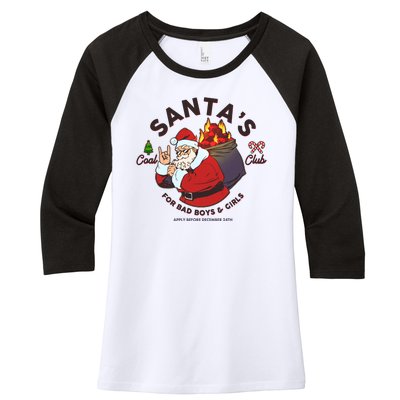 Funny Christmas Santa's Coal Club For Bad Boys And Girls Women's Tri-Blend 3/4-Sleeve Raglan Shirt