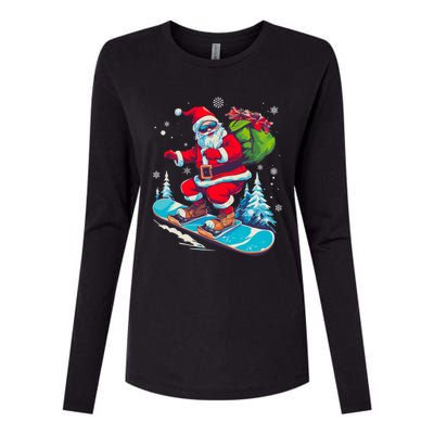 Funny Christmas Snow Ski Santa Snowboarding Snowboard Lover Gift Womens Cotton Relaxed Long Sleeve T-Shirt