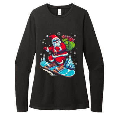 Funny Christmas Snow Ski Santa Snowboarding Snowboard Lover Gift Womens CVC Long Sleeve Shirt