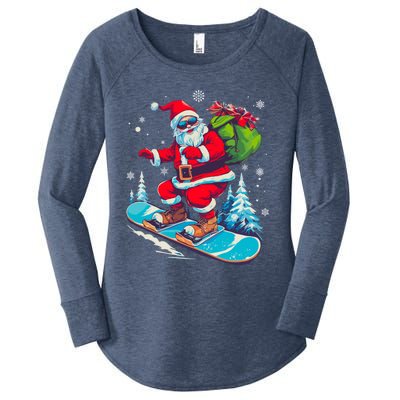 Funny Christmas Snow Ski Santa Snowboarding Snowboard Lover Gift Women's Perfect Tri Tunic Long Sleeve Shirt