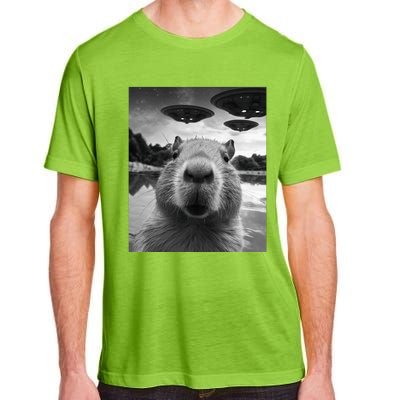 Funny Capybara Selfie with UFOs Weird Adult ChromaSoft Performance T-Shirt