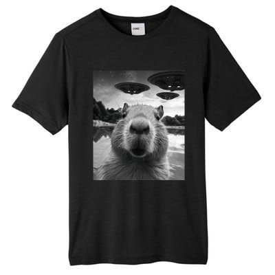 Funny Capybara Selfie with UFOs Weird Tall Fusion ChromaSoft Performance T-Shirt