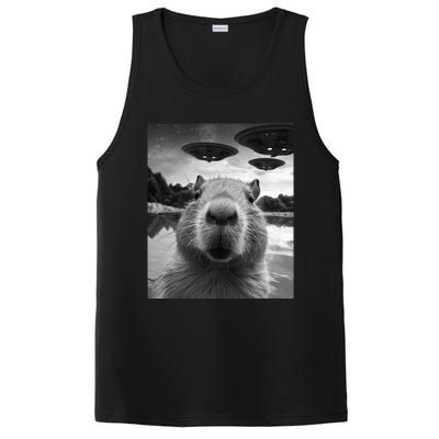 Funny Capybara Selfie with UFOs Weird PosiCharge Competitor Tank