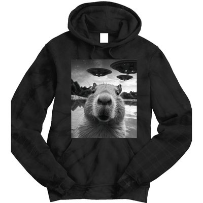 Funny Capybara Selfie with UFOs Weird Tie Dye Hoodie