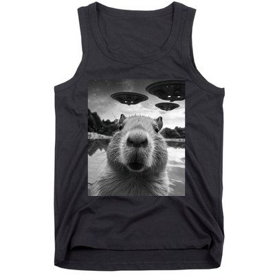 Funny Capybara Selfie with UFOs Weird Tank Top