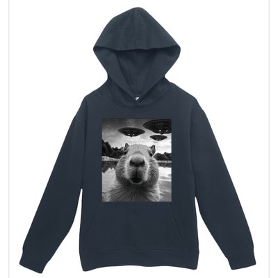 Funny Capybara Selfie with UFOs Weird Urban Pullover Hoodie