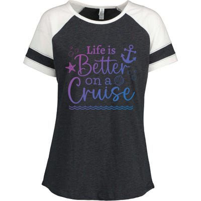 Family Cruise Ship Life Is Better On A Cruise Ship Vacation Funny Gift Enza Ladies Jersey Colorblock Tee