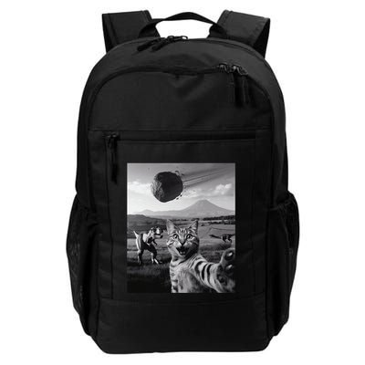 Funny Cat Selfie Dinosaur Meteor Asteroid Curious Cat Trex Daily Commute Backpack