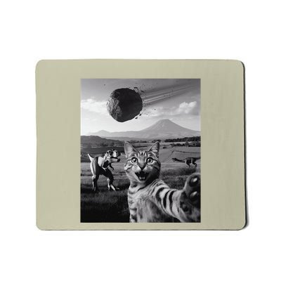 Funny Cat Selfie Dinosaur Meteor Asteroid Curious Cat Trex Mousepad