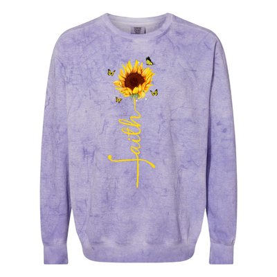 Faith Cross Sunflower Butterflies Flowers Christians Flora Colorblast Crewneck Sweatshirt