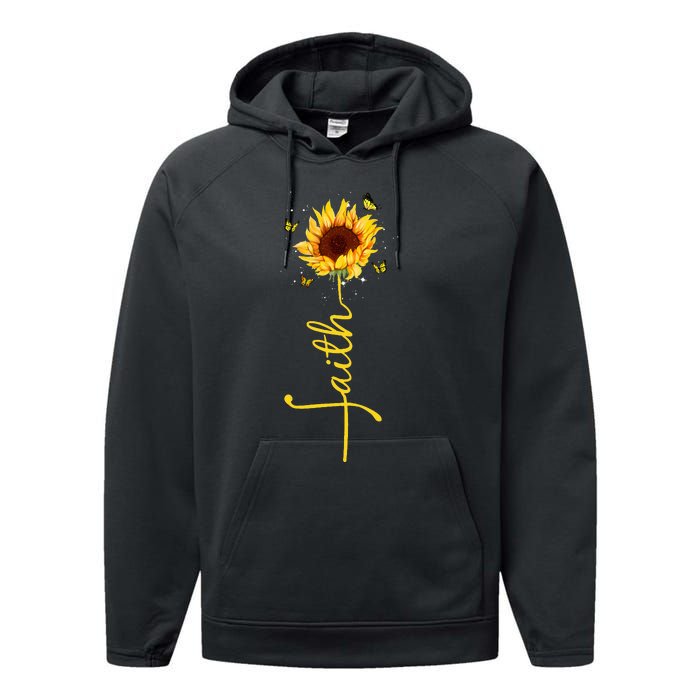 Faith Cross Sunflower Butterflies Flowers Christians Flora Performance Fleece Hoodie